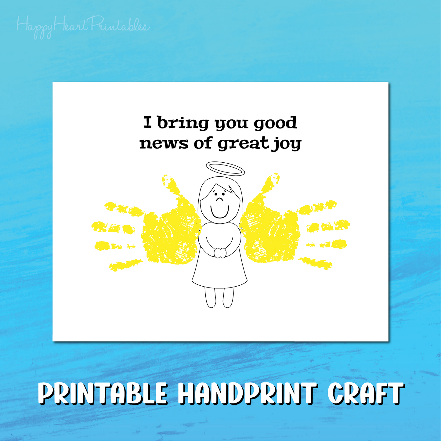 Handprint Angel Craft Printable Template - Christmas Handprint Art