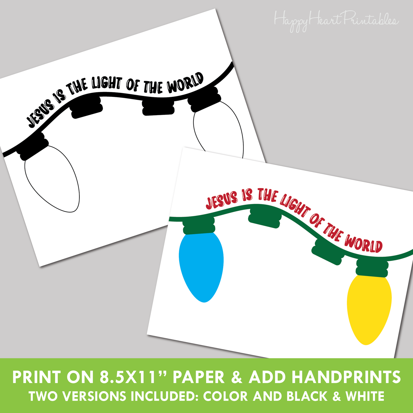 Handprint Christmas Lights Printable Craft Template