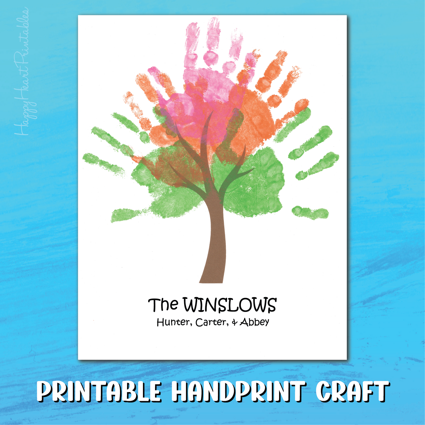 Editable Handprint Family Tree - Baby Handprint - Kids DIY Craft