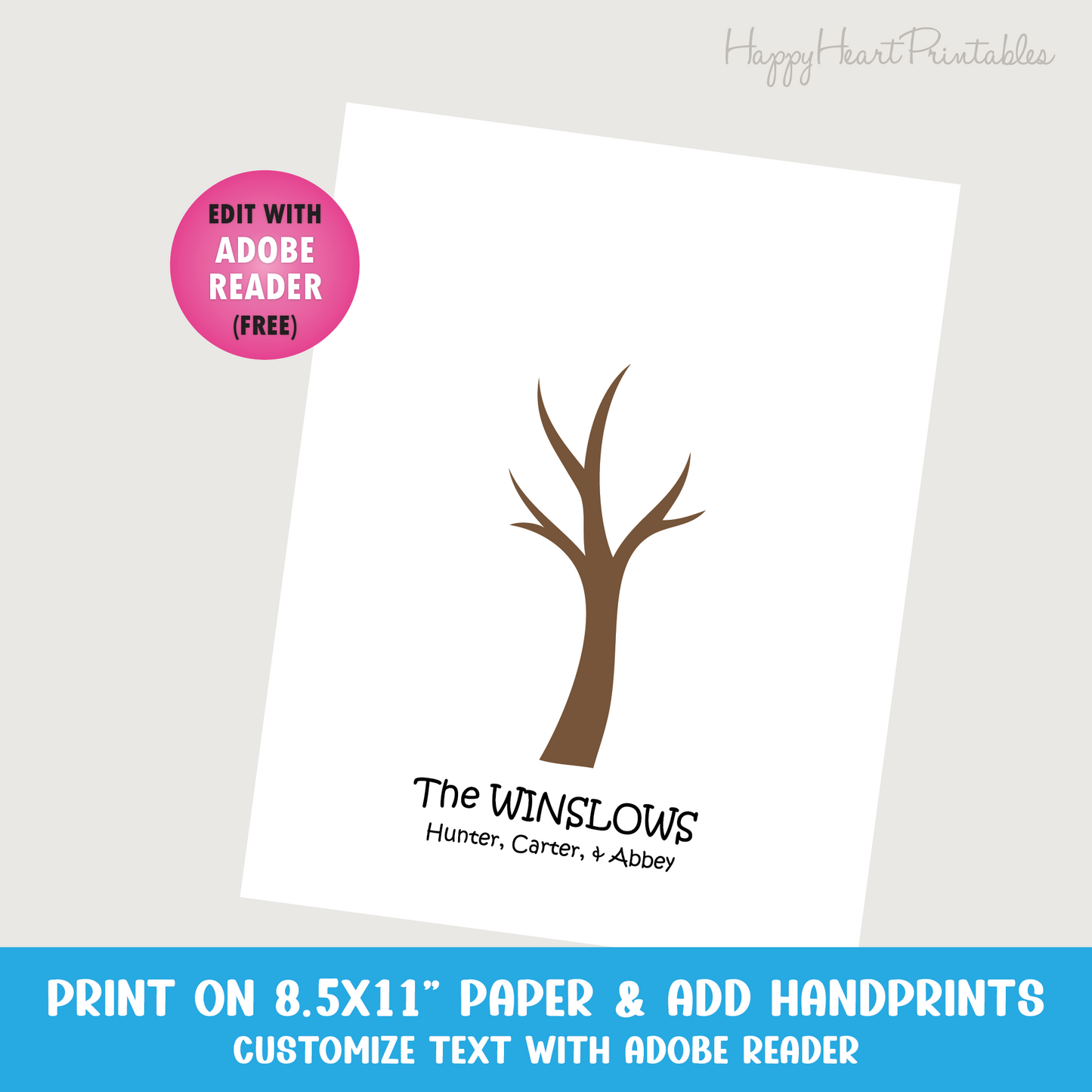 Editable Handprint Family Tree - Baby Handprint - Kids DIY Craft