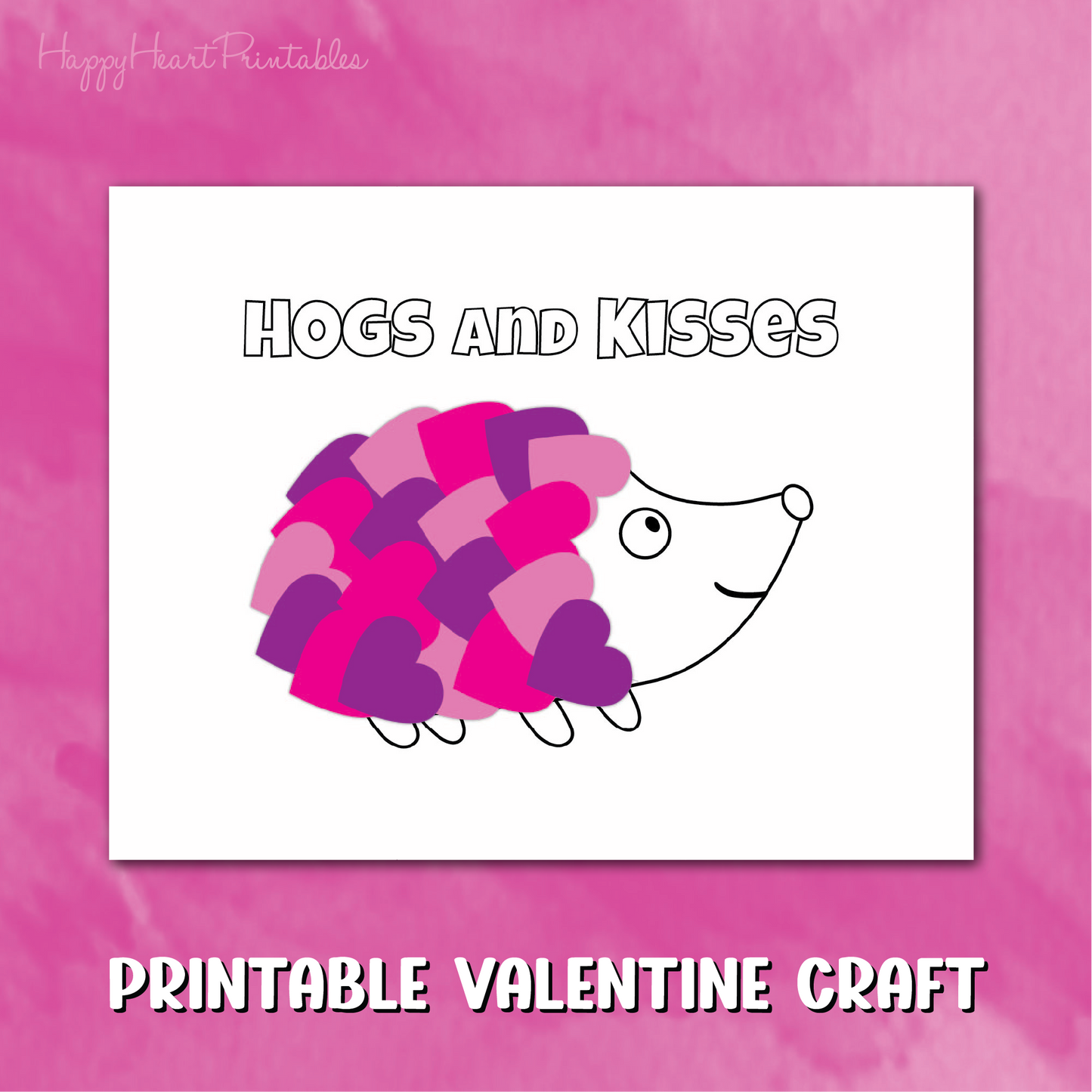 Hedgehog Valentine's Day Printable Craft Template