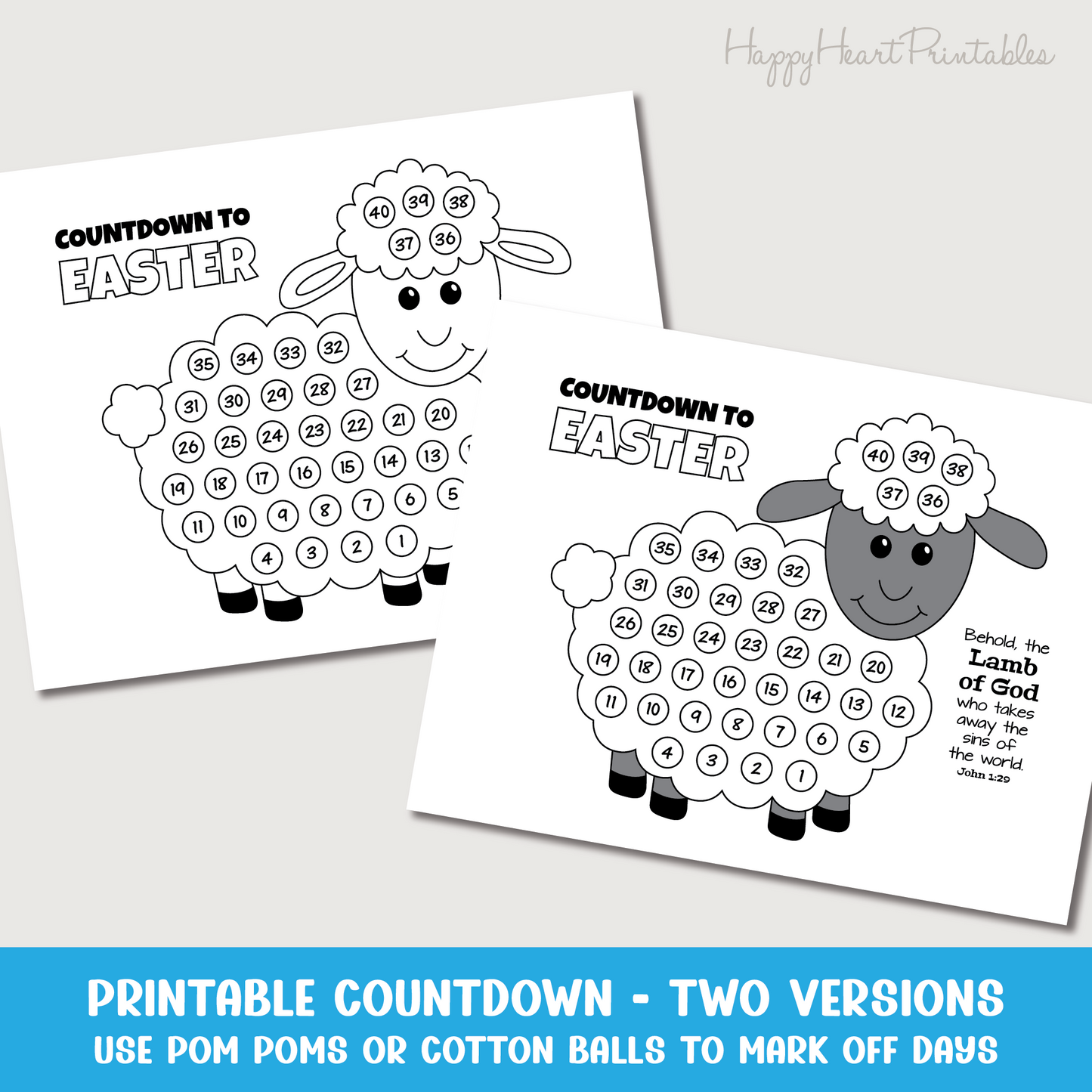 Printable Easter Countdown with Lamb