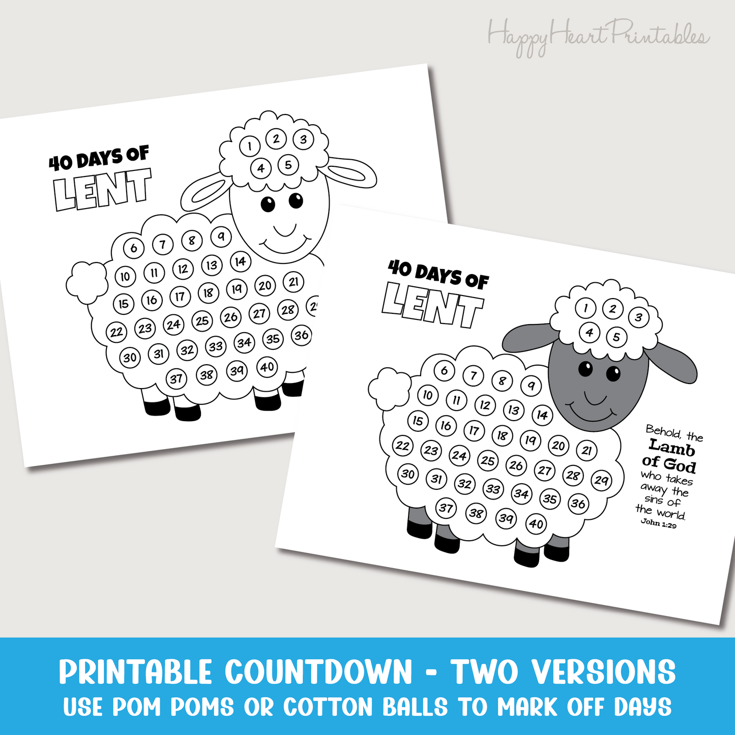 Printable Lent Calendar with Lamb