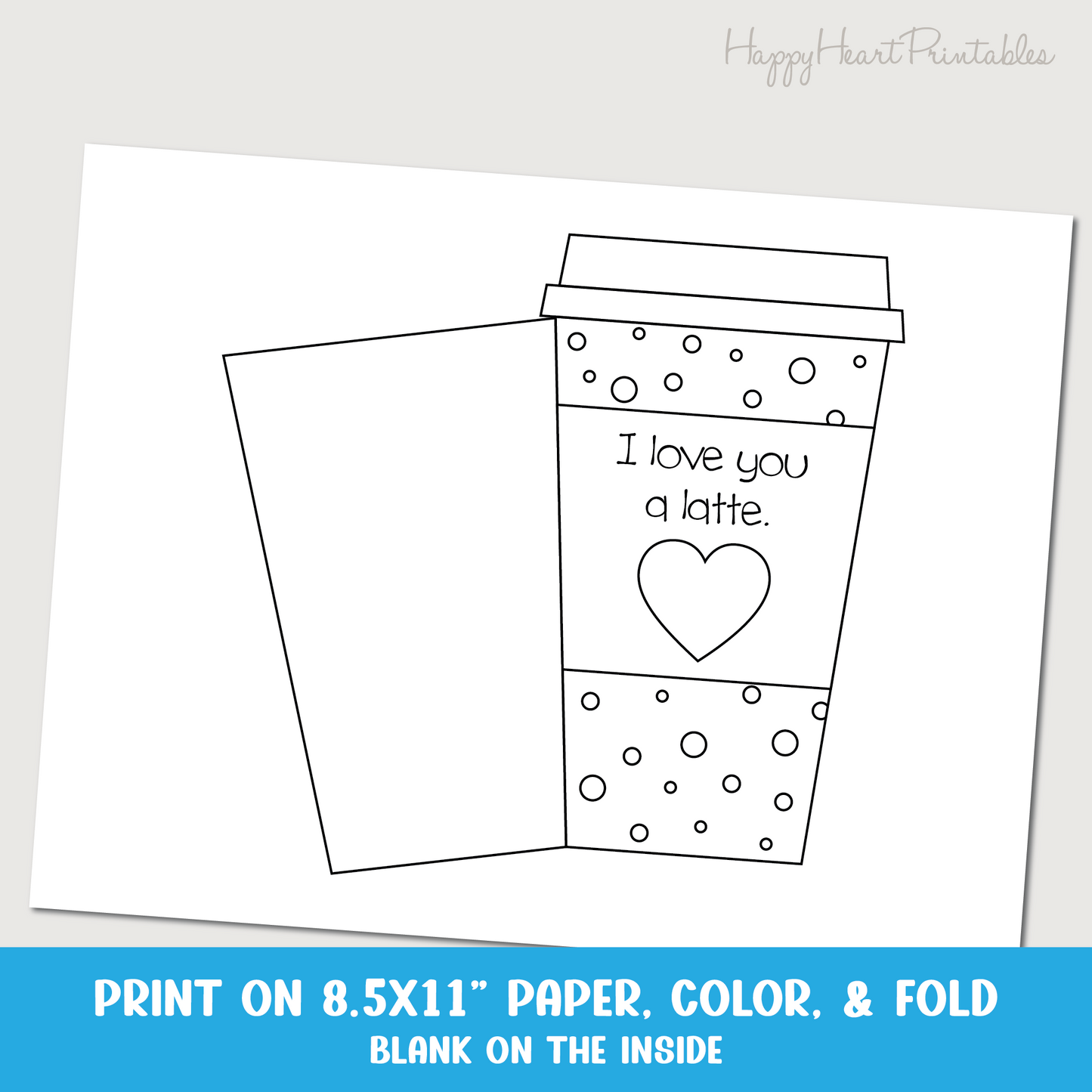 Latte Printable Coloring Card