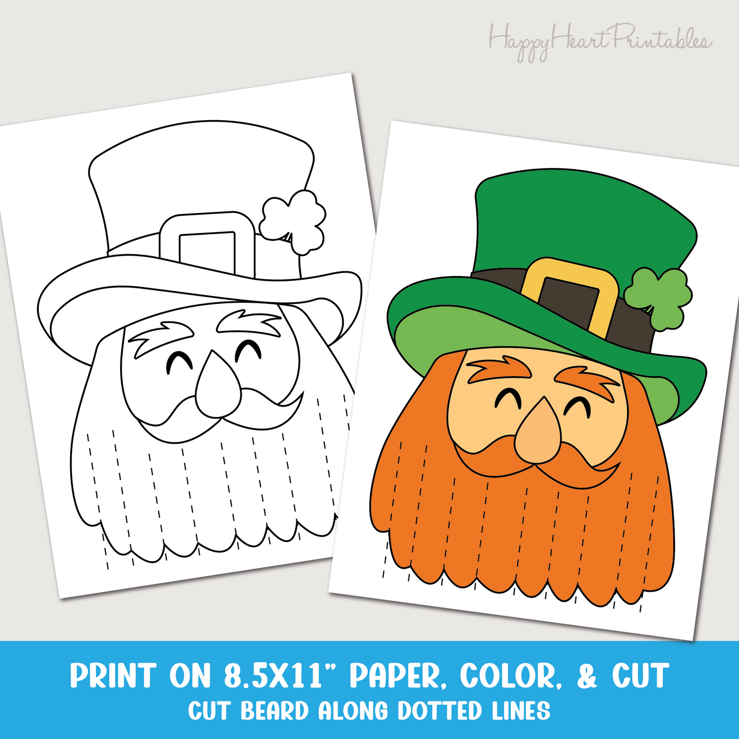 Leprechaun Scissor Craft - St. Patrick's Day Printable