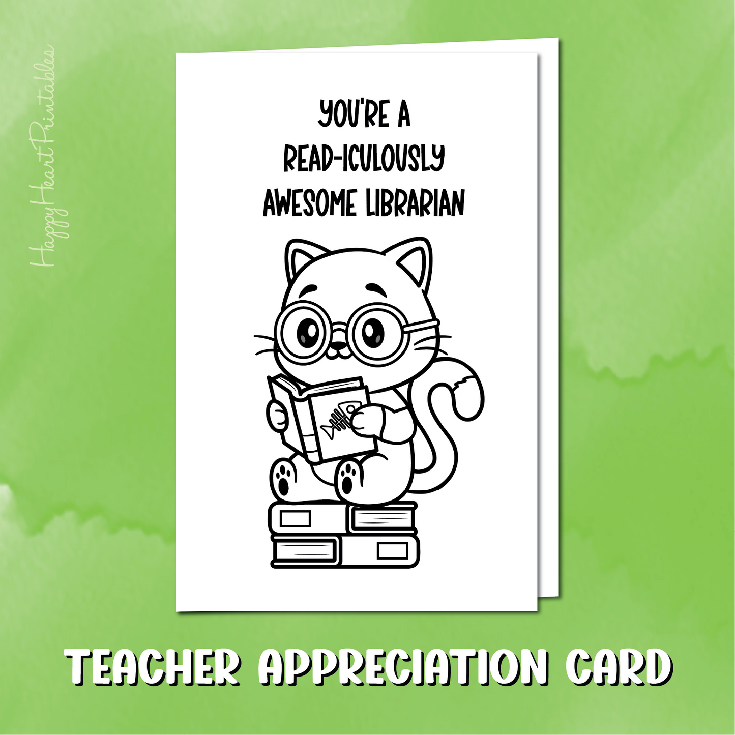 Librarian Appreciation Printable Coloring Card
