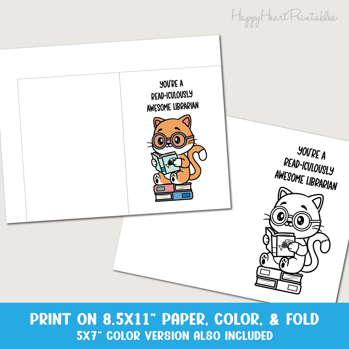 Librarian Appreciation Printable Coloring Card