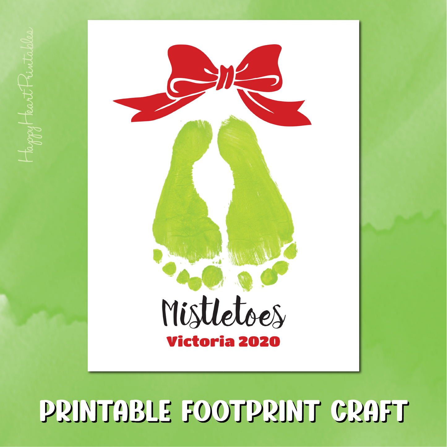 Mistletoes Footprint Printable Template - Christmas Footprint Art
