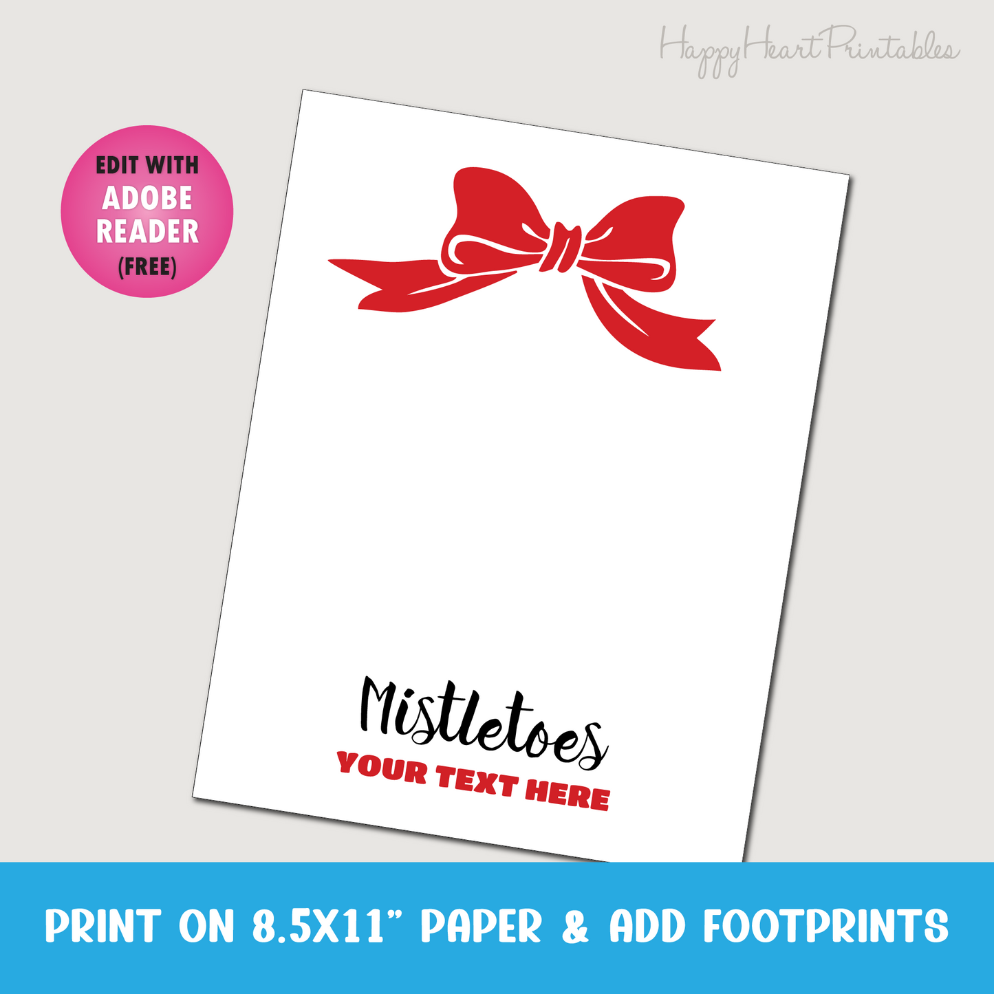 Mistletoes Footprint Printable Template - Christmas Footprint Art