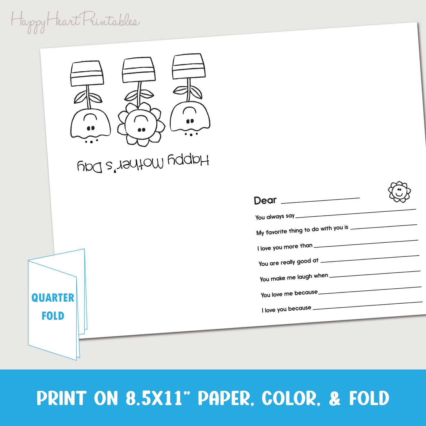 Mother's Day Questionnaire Printable Coloring Card