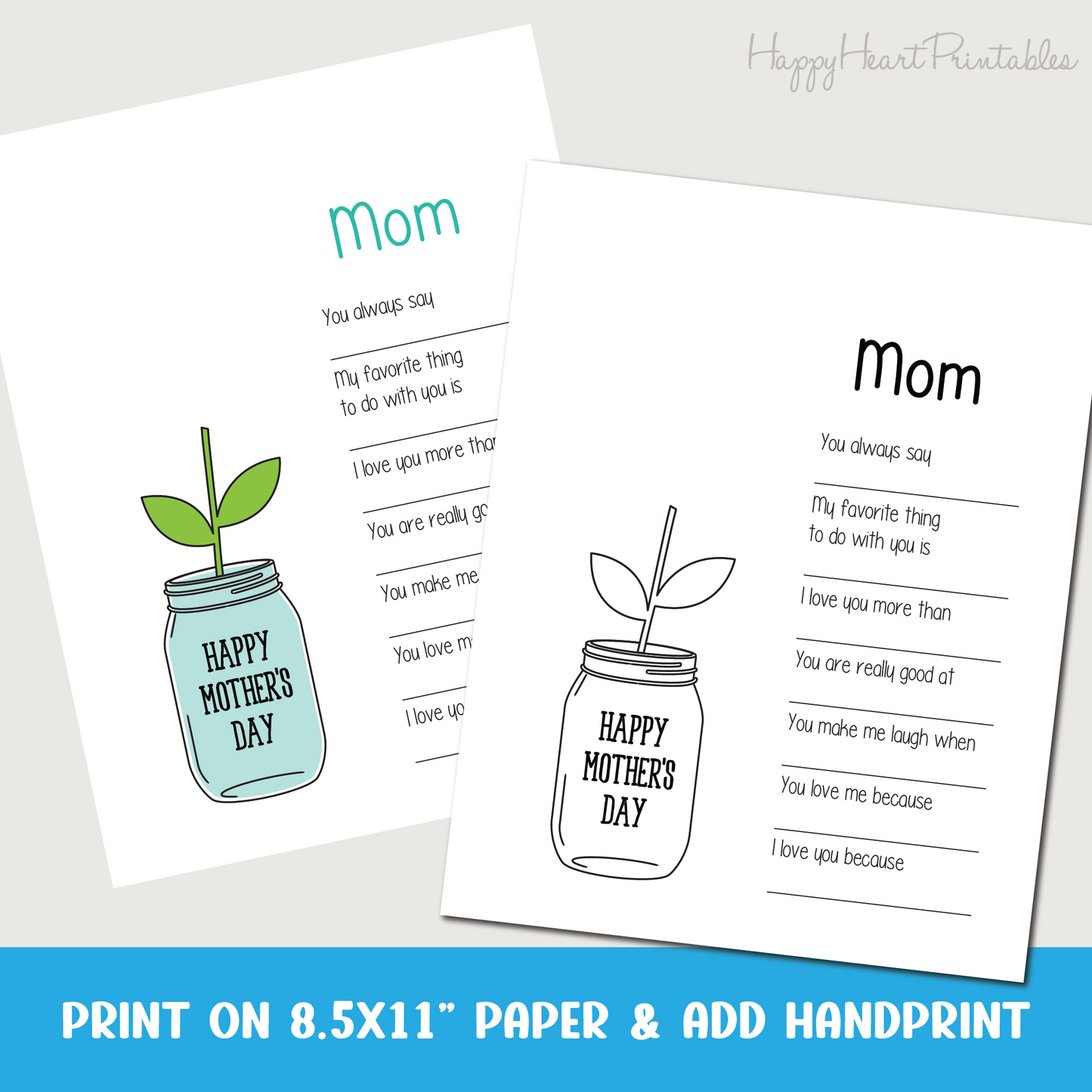 Mother's Day Handprint Flower Questionnaire Craft