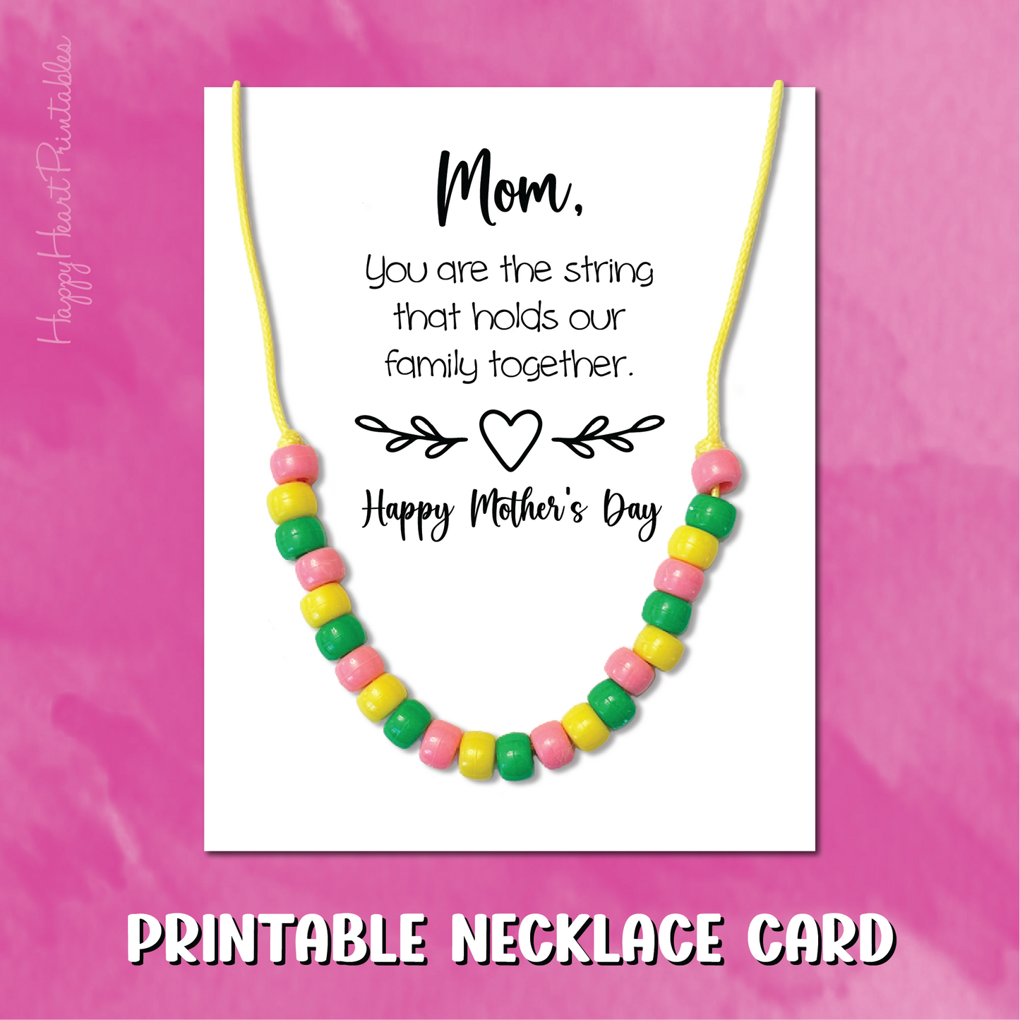 Mother's Day Printable Necklace Card