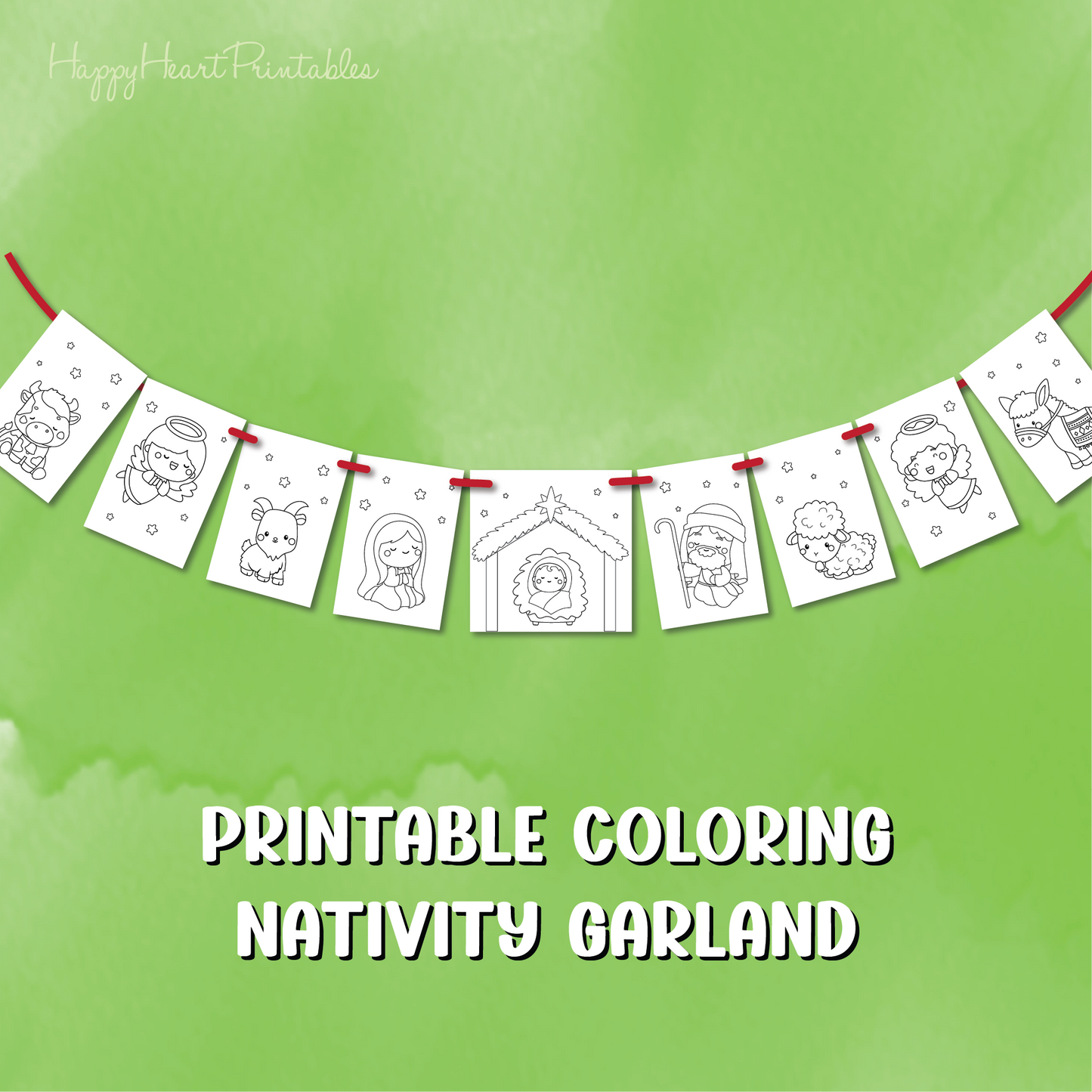 Nativity Garland - Christmas Banner - Printable