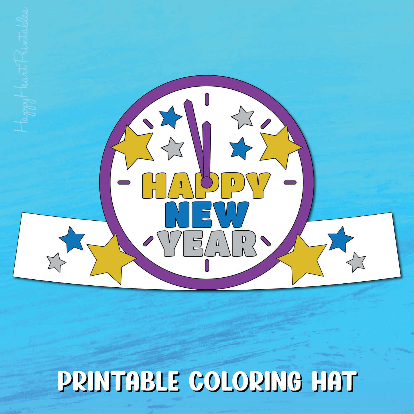 New Years Eve Clock Printable Headband Hat