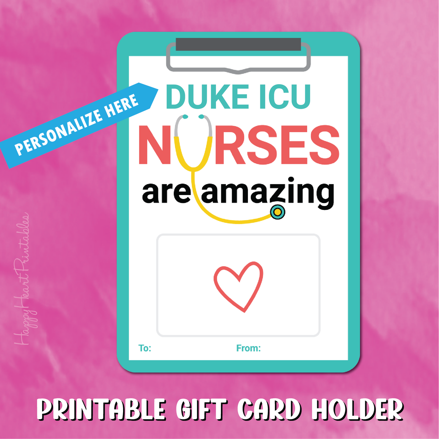 Nurse Appreciation Gift Card Holder - Printable