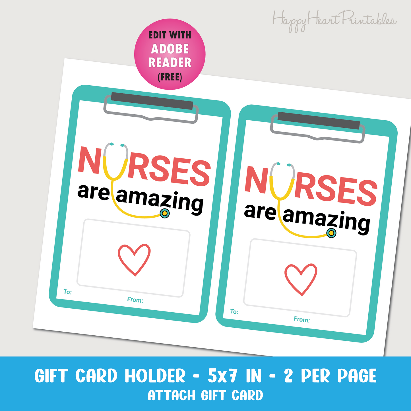Nurse Appreciation Gift Card Holder - Printable
