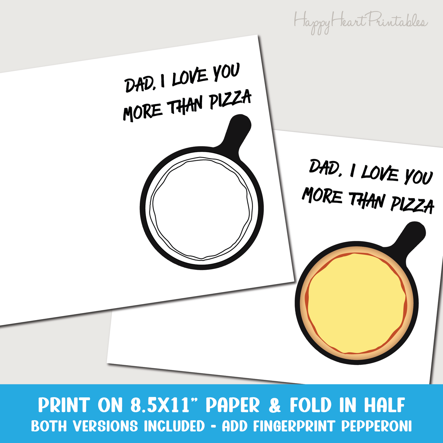 Father's Day Fingerprint Card - I Love You More Than Pizza