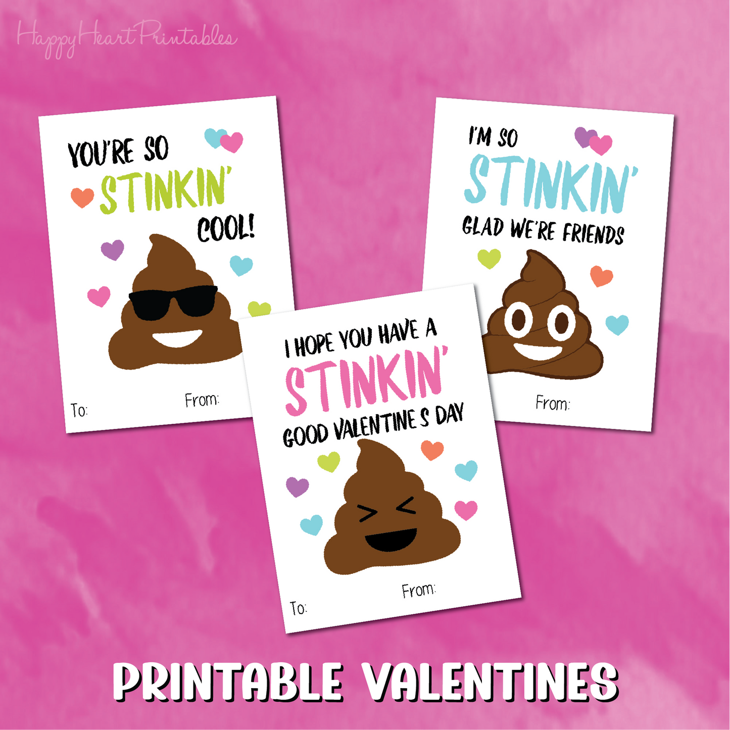 Poop Emoji Printable Valentines