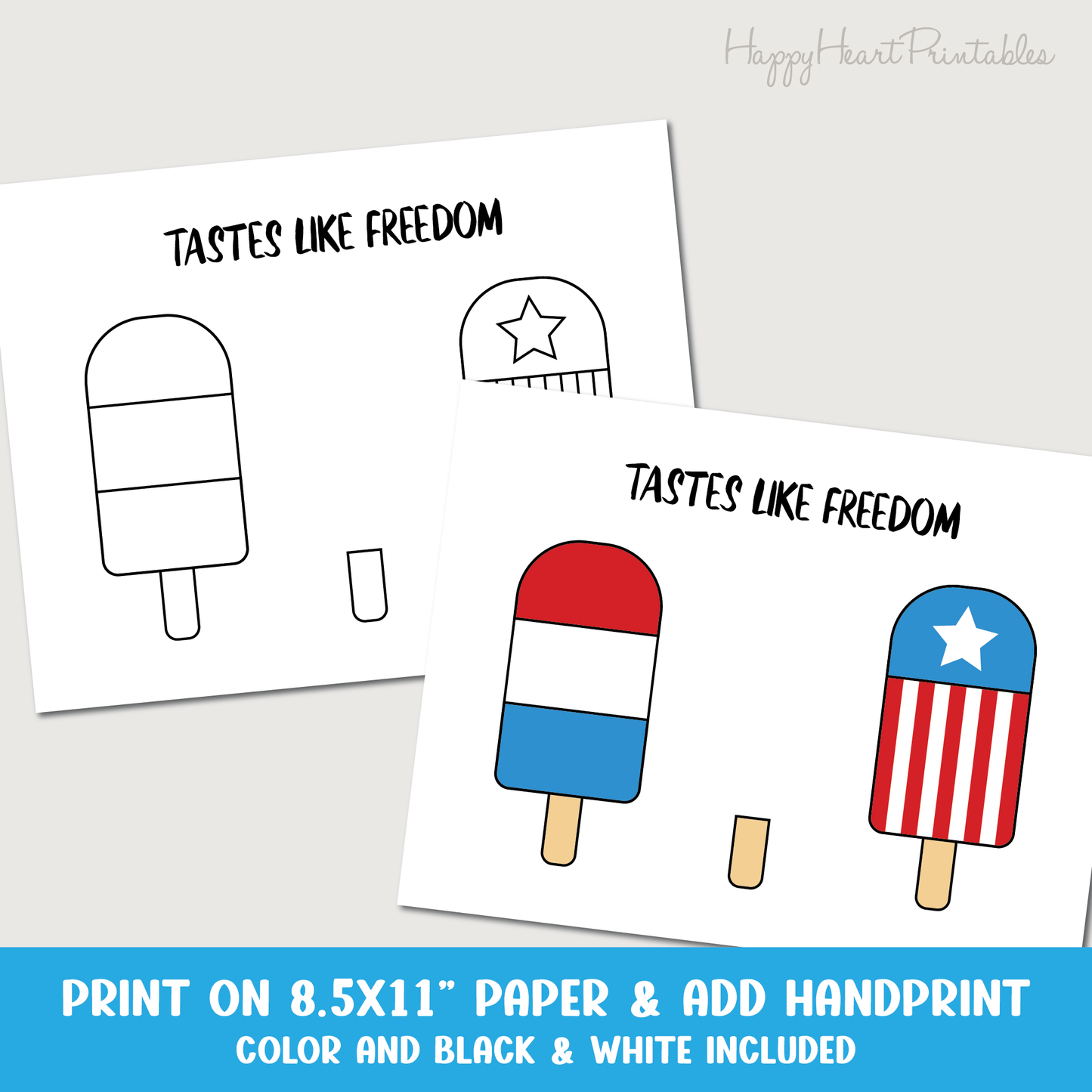 Fourth of July Handprint Printable Craft Template - Taste Like Freedom - Handprint Popsicle Craft