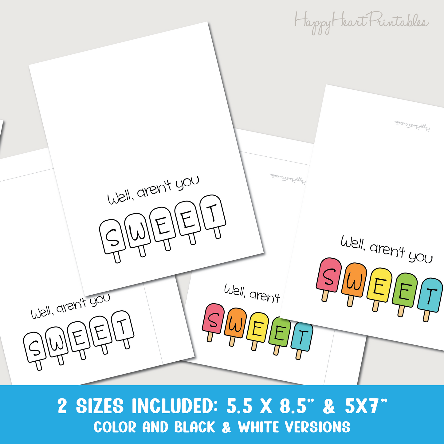 Printable Thank You Card - Well Aren't You Sweet - Popsicle Card