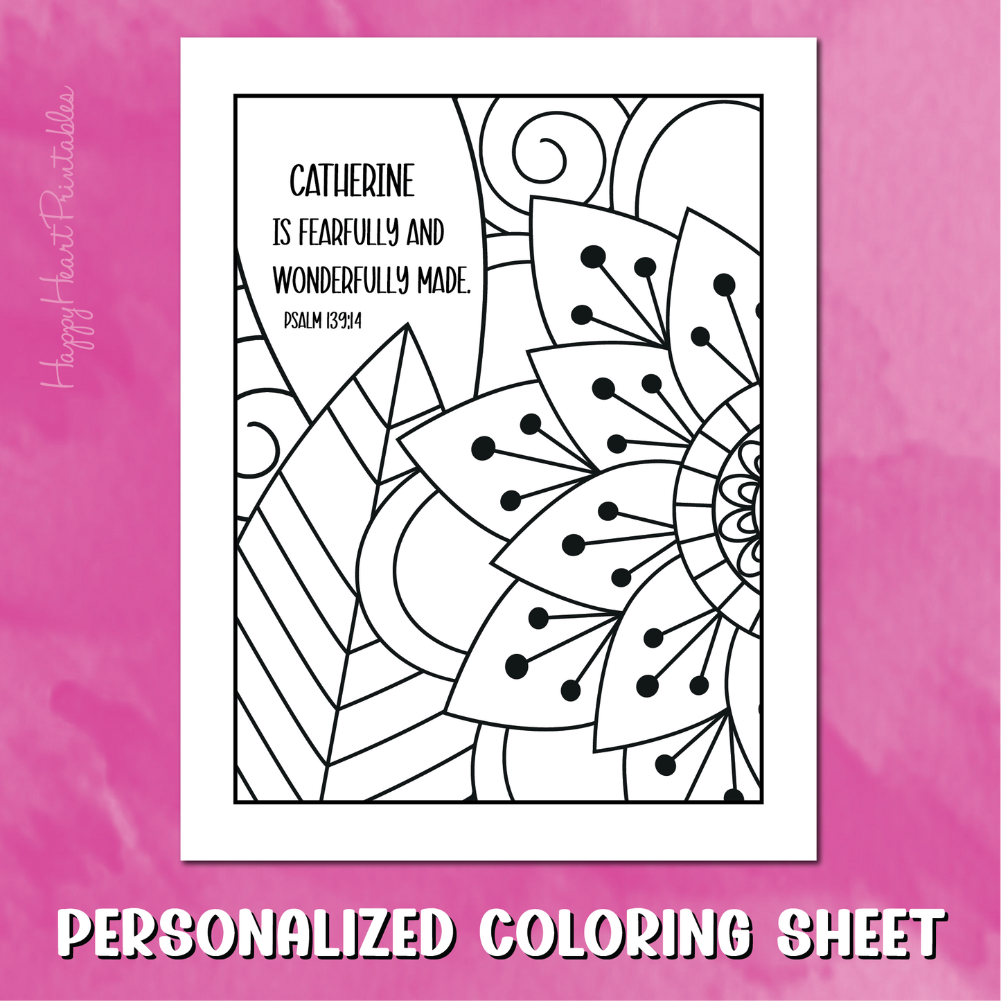 Personalized Bible Verse Coloring Sheet - Psalm 139:14