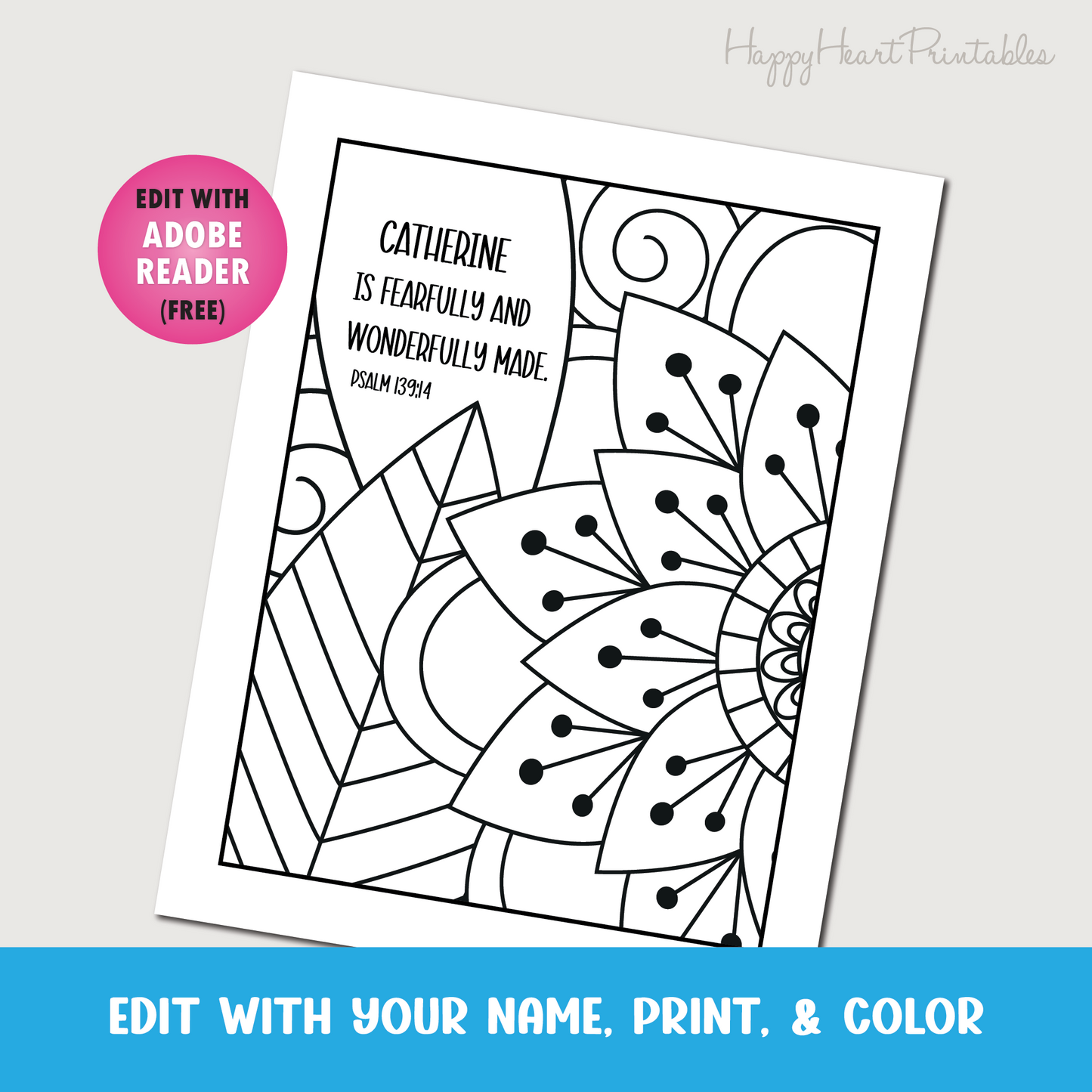Personalized Bible Verse Coloring Sheet - Psalm 139:14