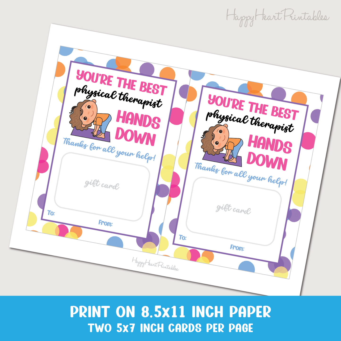 Physical Therapist Printable Gift Card Holder