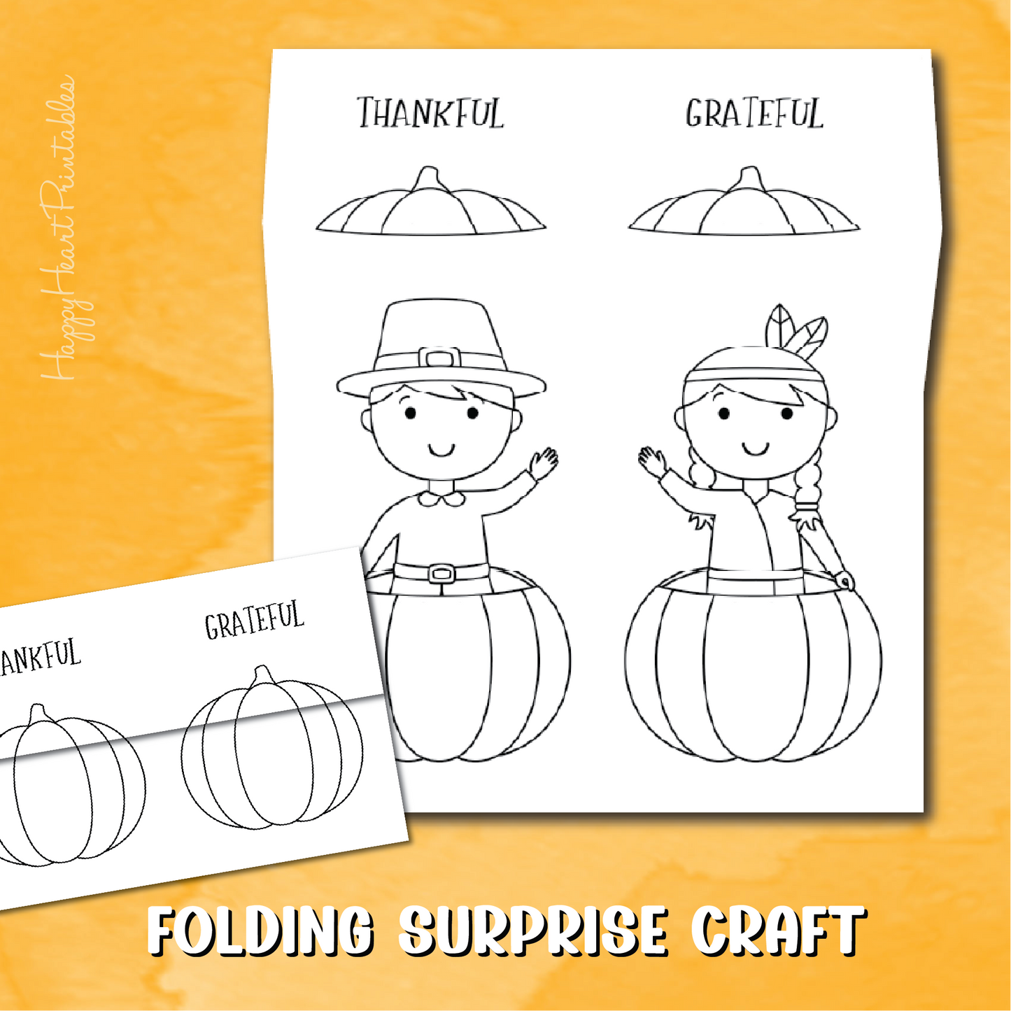 Thanksgiving Folding Surprise Craft - Pilgrim and Native American