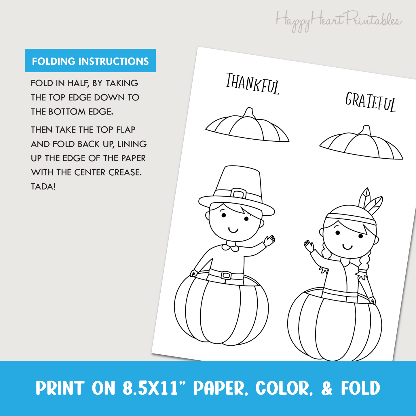 Thanksgiving Folding Surprise Craft - Pilgrim and Native American