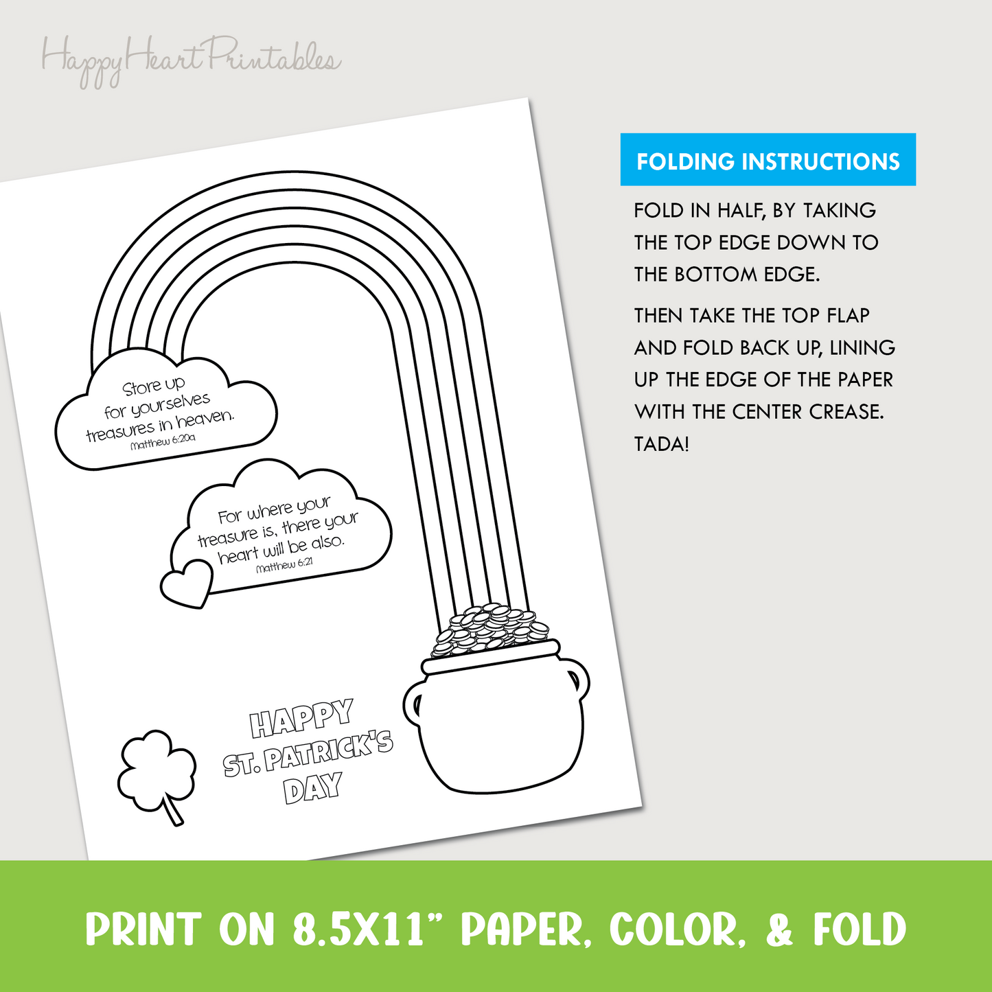 St. Patrick's Folding Surprise Craft with Bible Verse