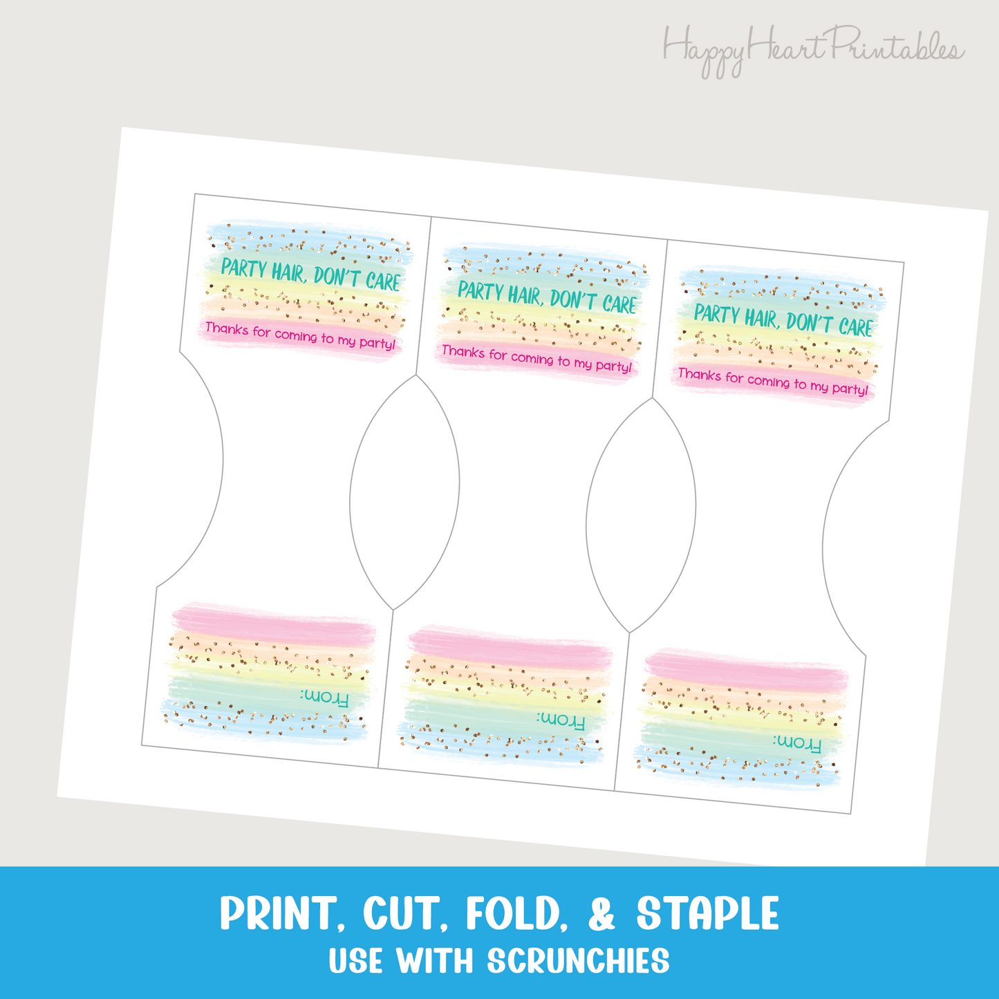 Scrunchie Birthday Favor Tag