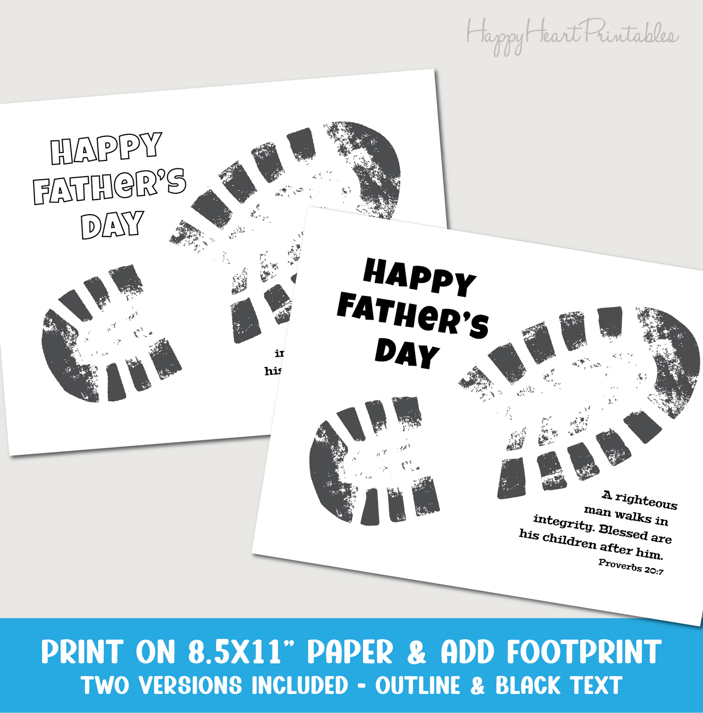 Father's Day Foot Print Shoe Craft - Proverbs 20:7