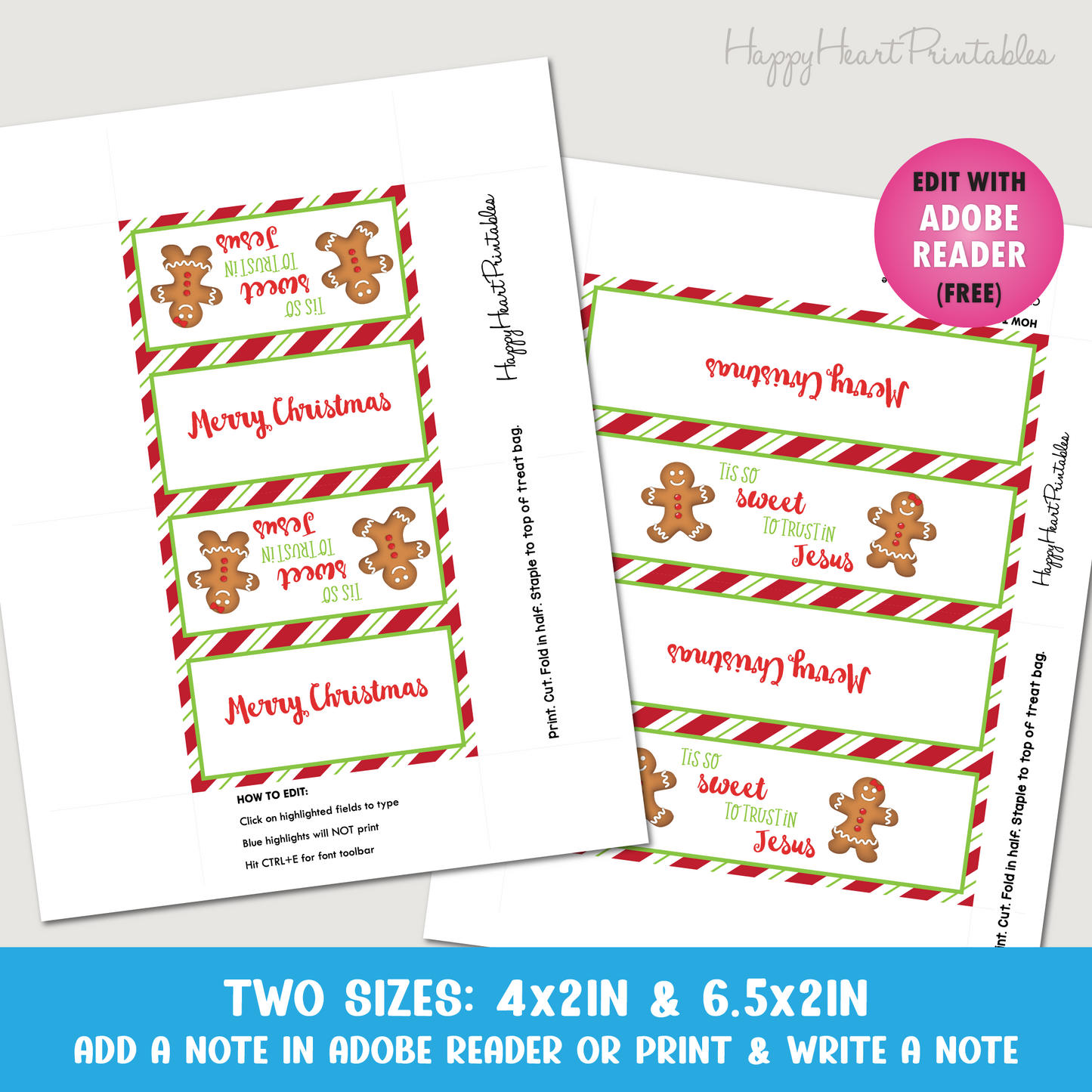 Christmas Treat Topper - Religious Christmas Favor Topper - Gingerbread Topper
