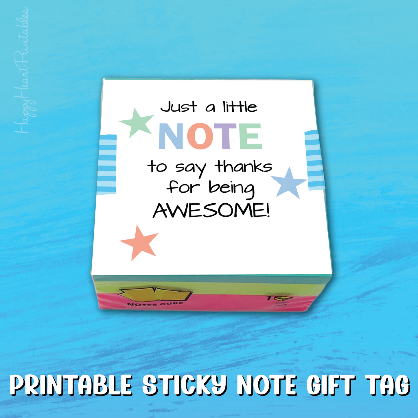 Thank You Gift Tag - Printable Sticky Note Tag