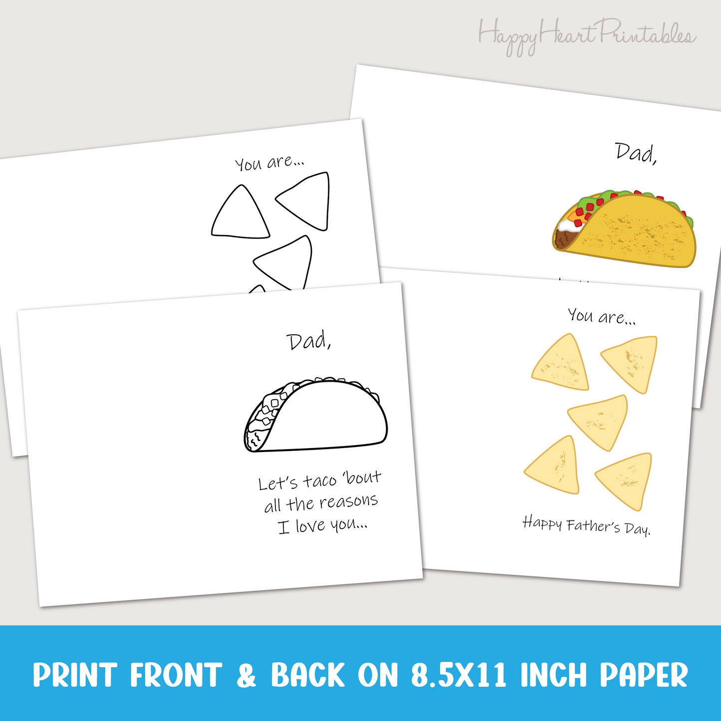 Father's Day Printable Taco Card - Fill in the Blank Card