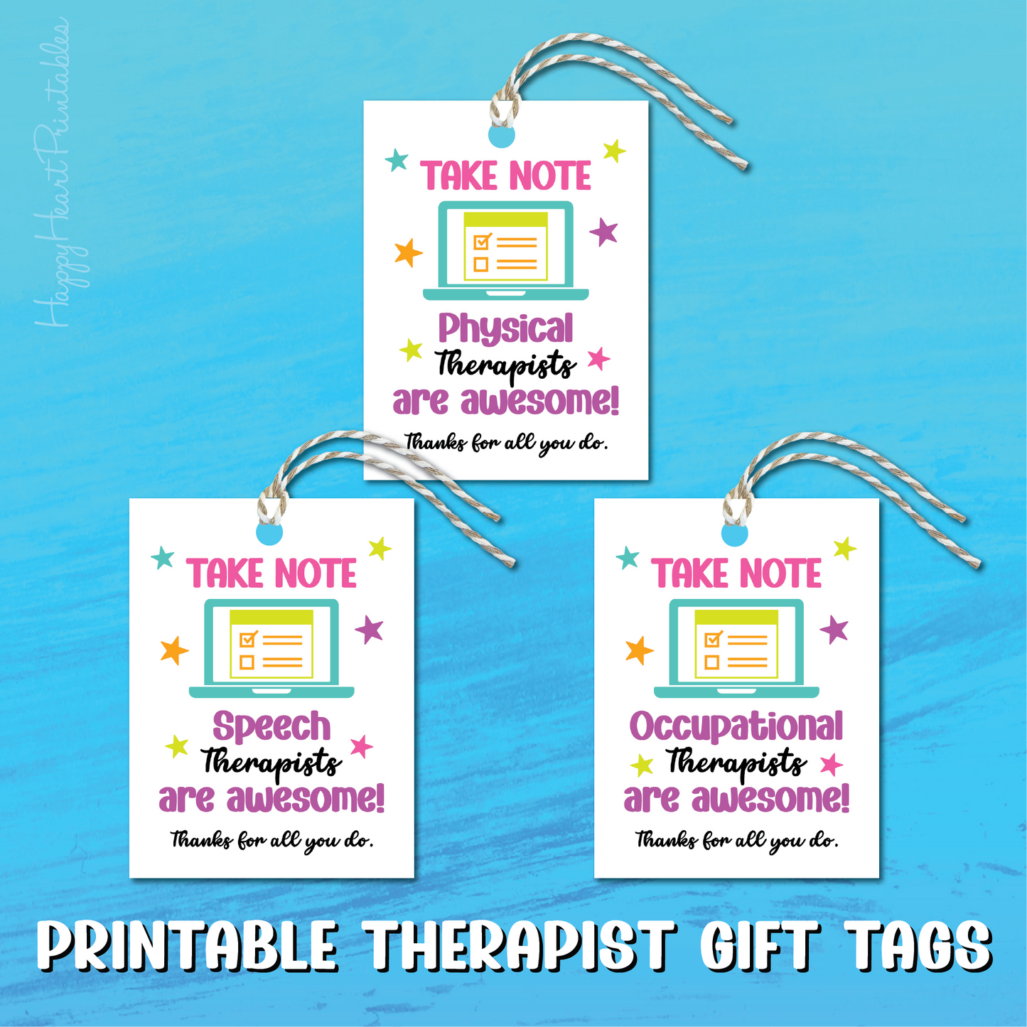 Therapist Printable Gift Tag - OT, ST, PT