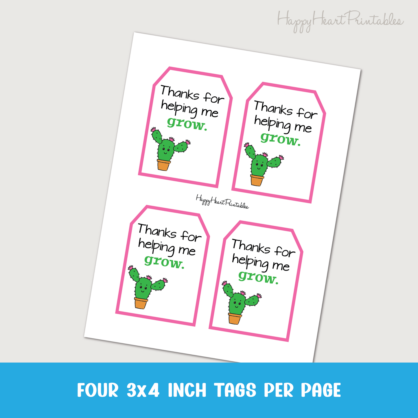 Teacher Appreciation Gift Tag - Printable Cactus Gift Tag