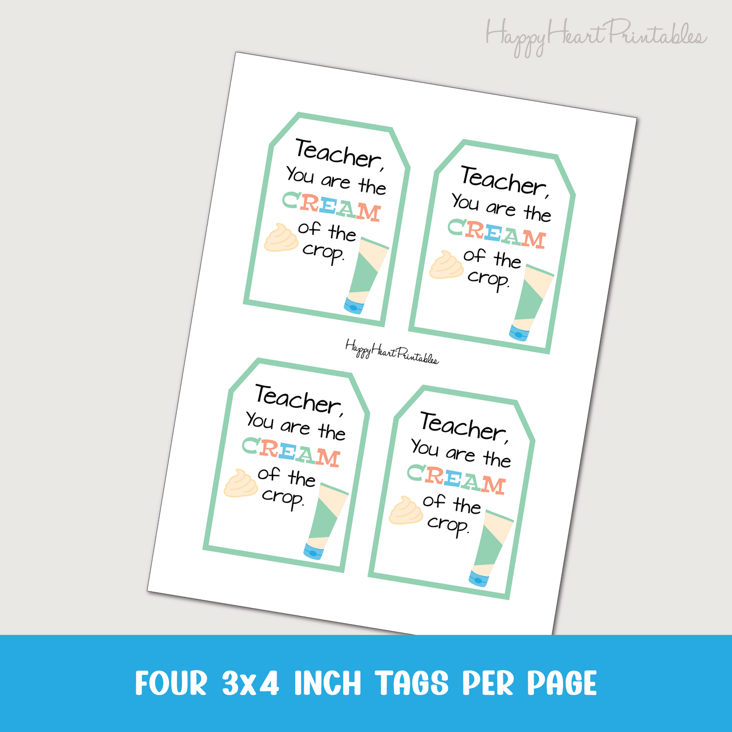 Teacher Appreciation Gift Tag - Printable hand cream gift Tag