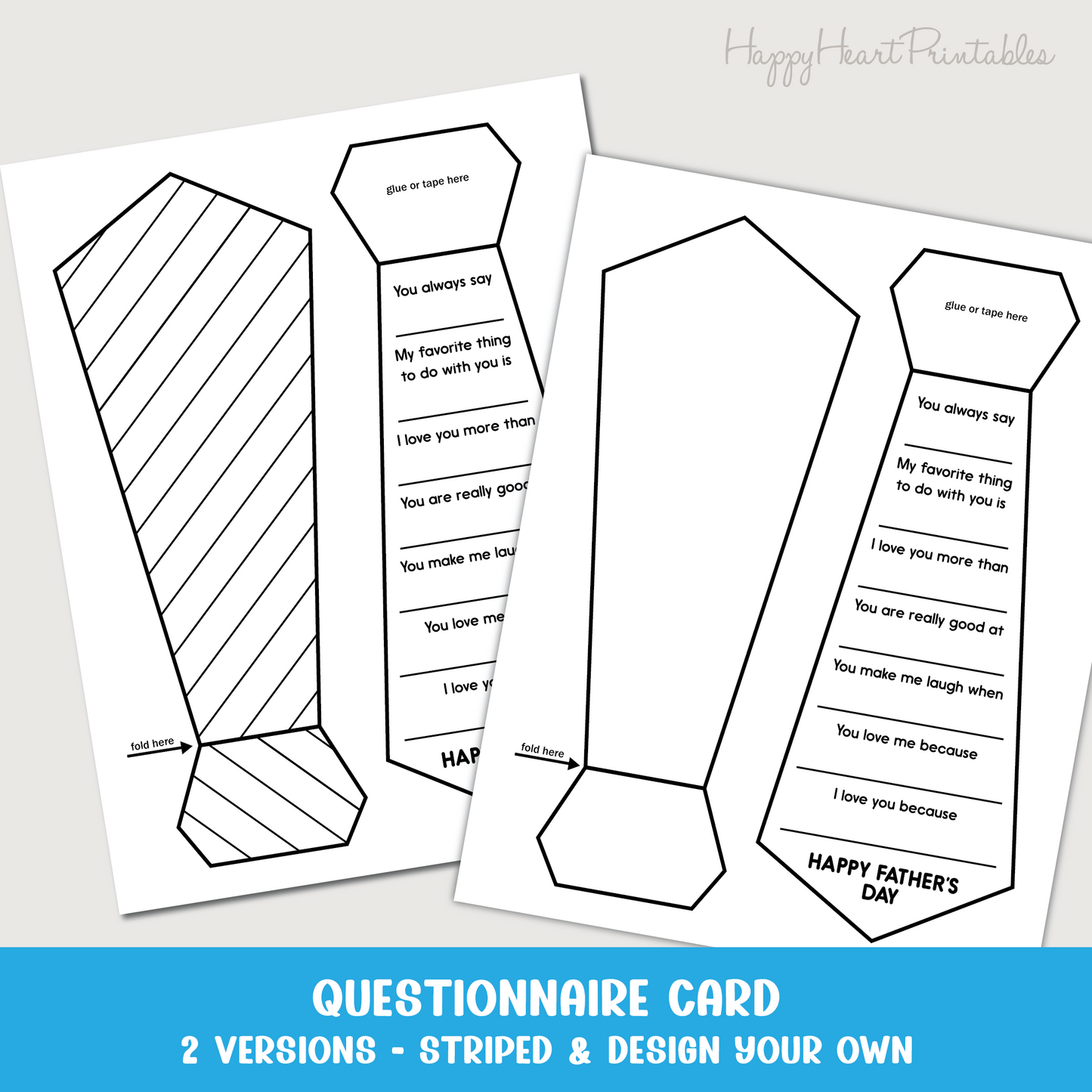 Printable Father's Day Tie Card