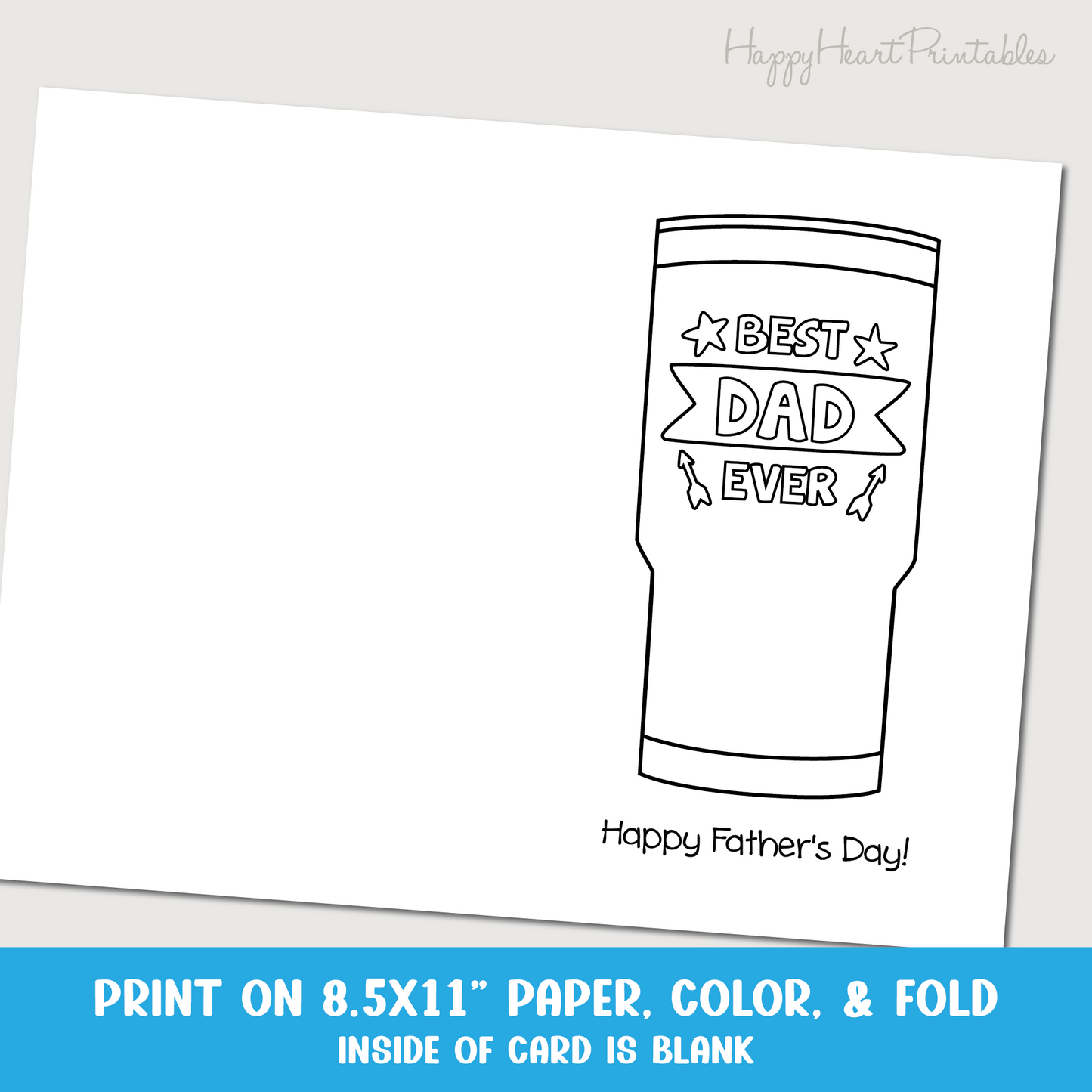 Tumbler Father's Day Printable Coloring Card
