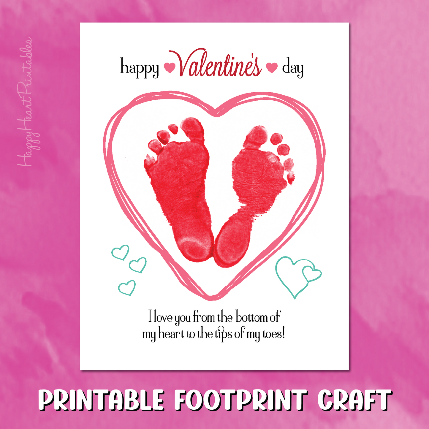 Valentines Footprint Printable Template