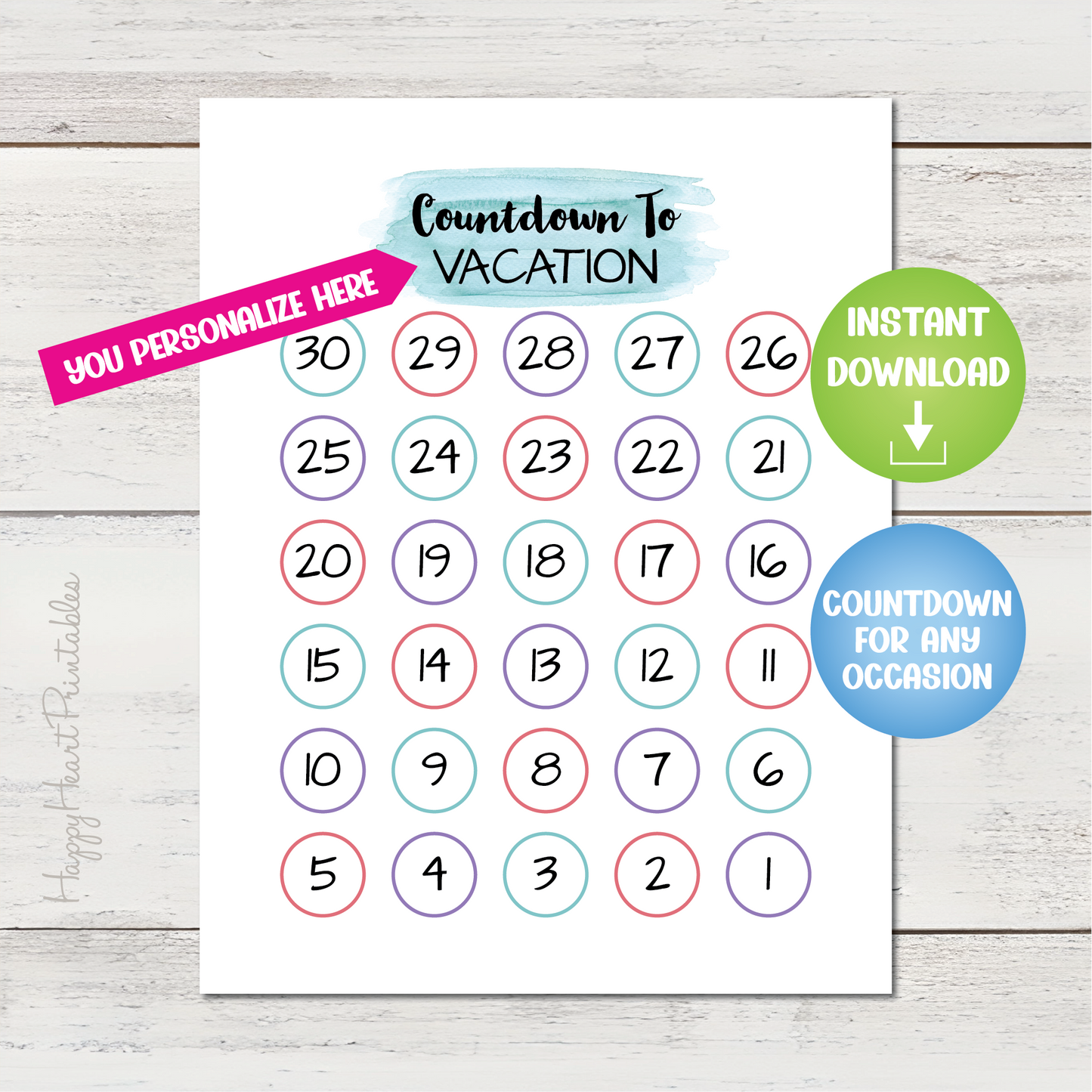 Countdown For Any Occasion - Editable PDF