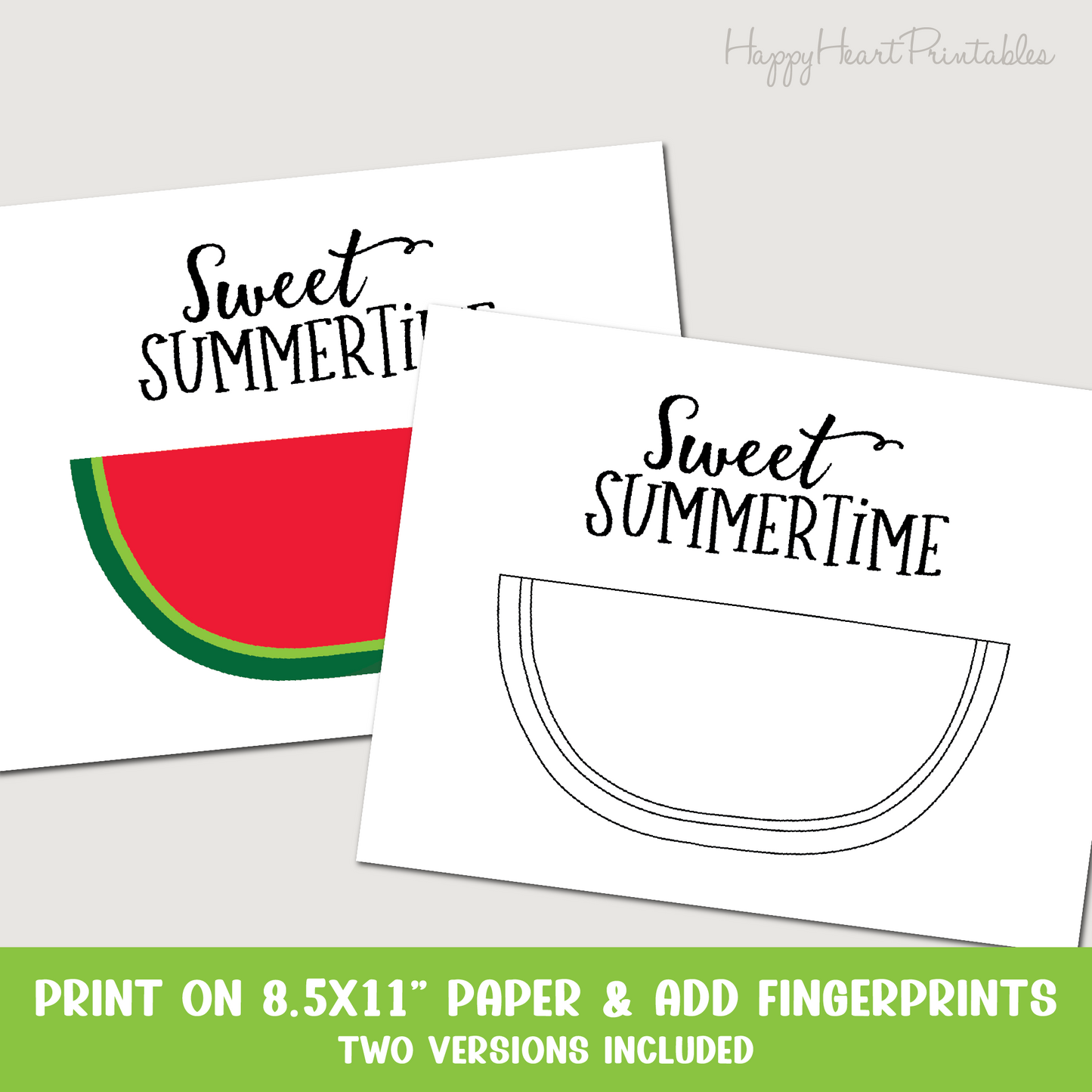 Fingerprint Watermelon Art - Watermelon Finger Print Printable Template - Fingerprint Summer Art