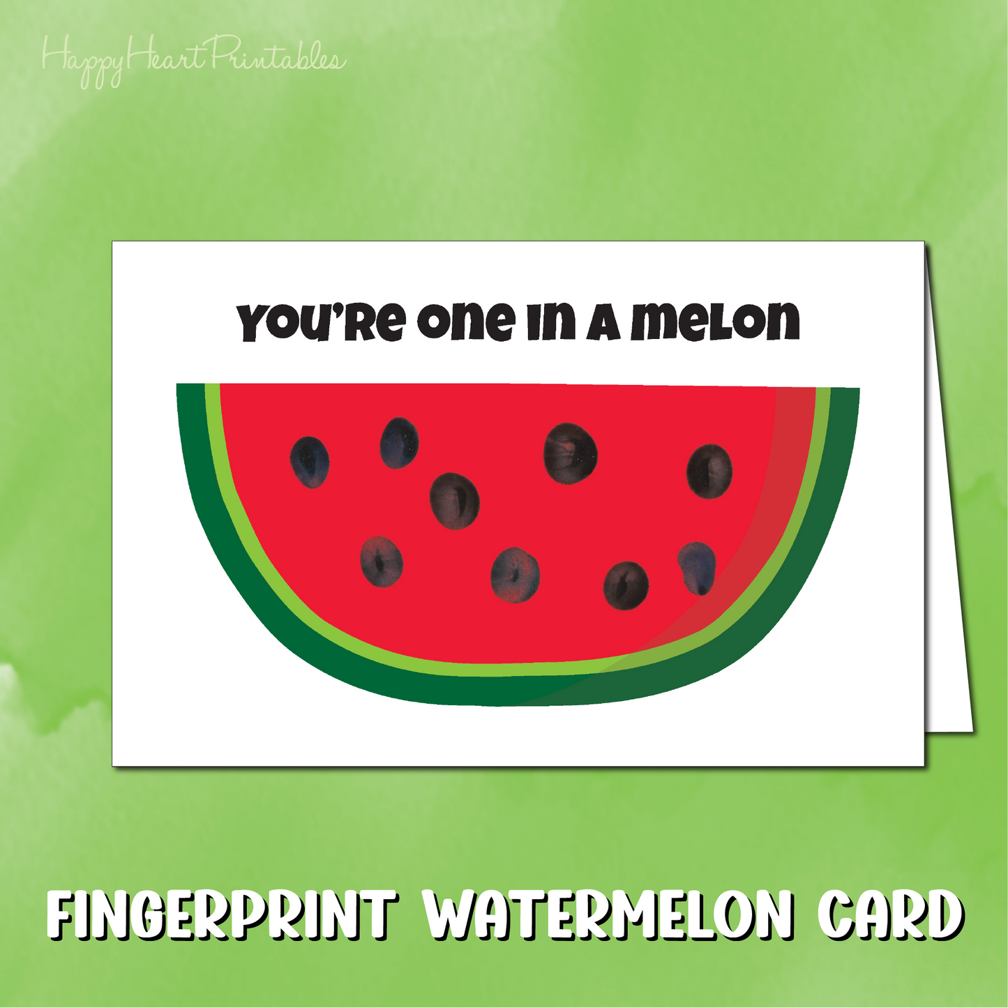Watermelon Fingerprint Card - Fingerprint Watermelon Craft - Printable Fingerprint Card