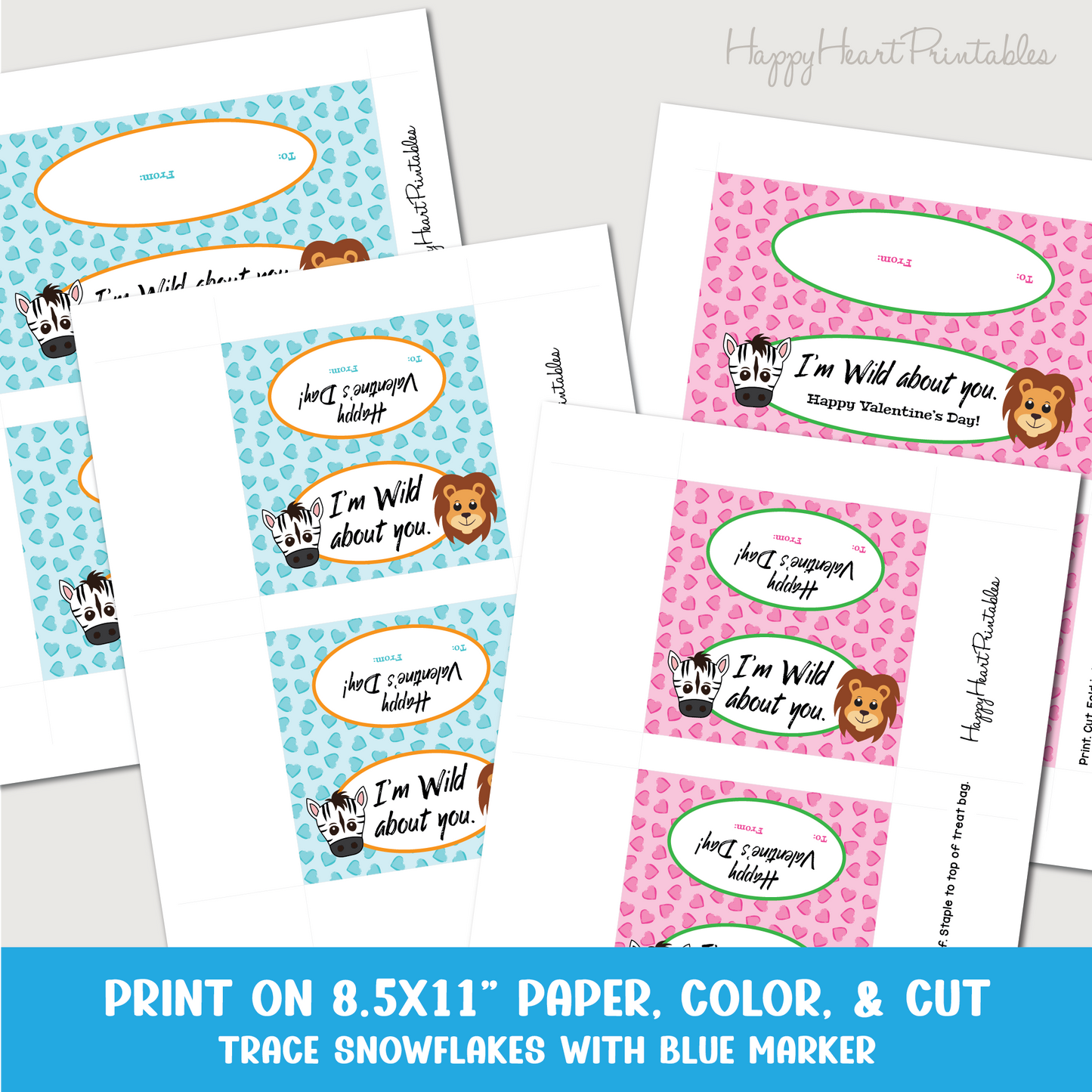 Wild About You Printable Valentine's Day Treat Bag Topper