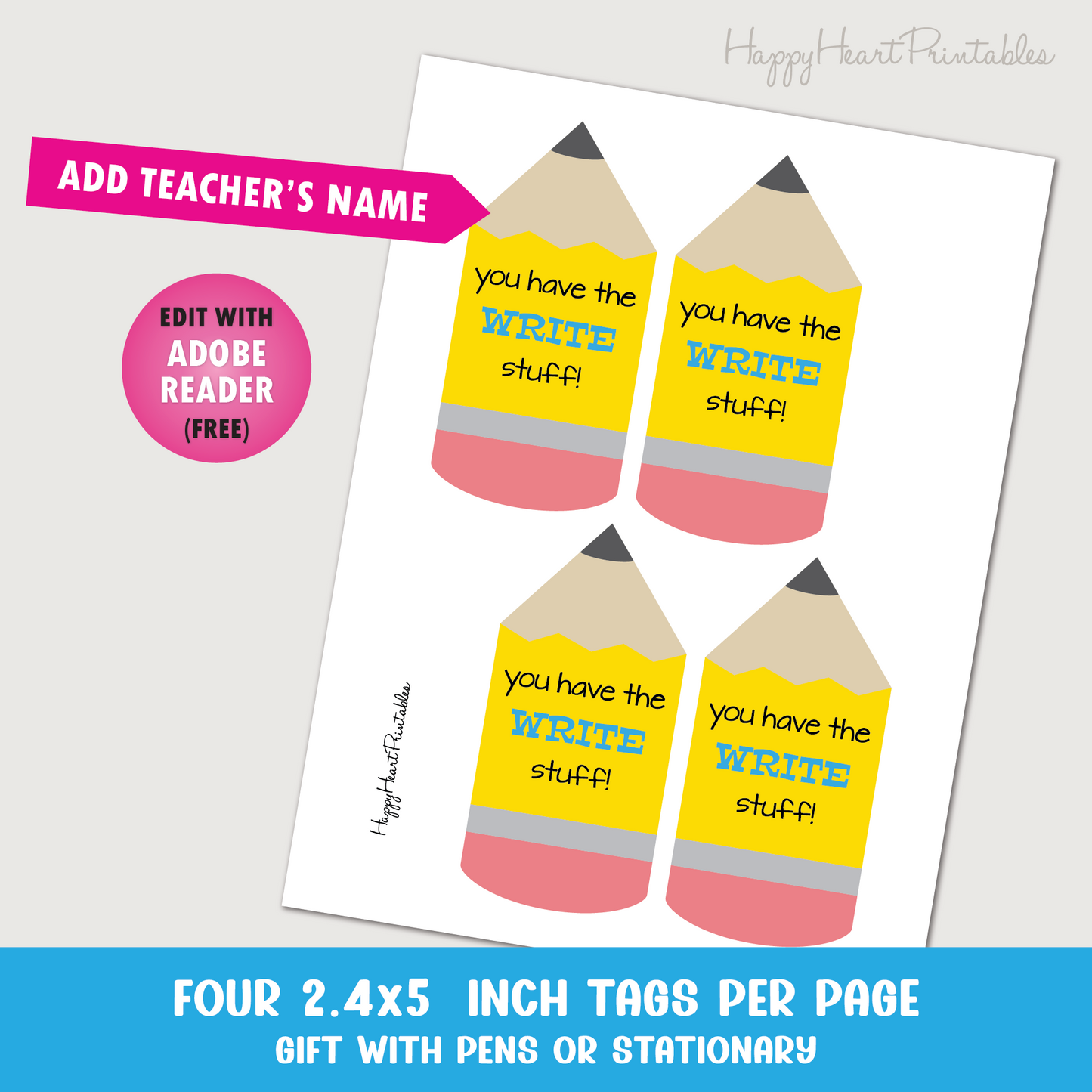 Teacher Pencil Gift Tag - Write Stuff