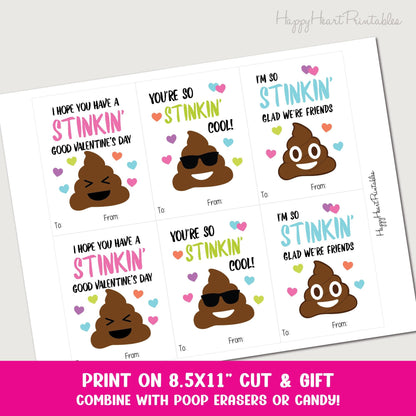 Poop Emoji Printable Valentines
