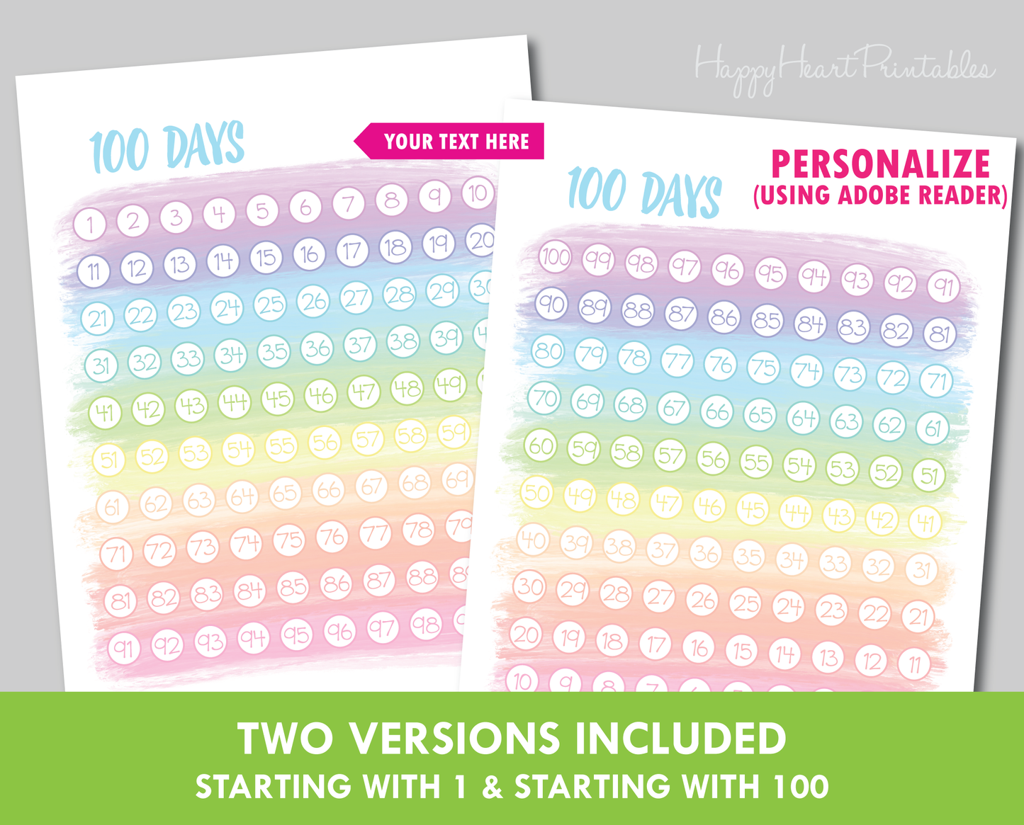 100 Day Countdown - Printable 100 Days Chart