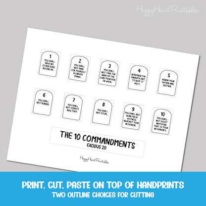 10 Commandments Handprint Craft Printable