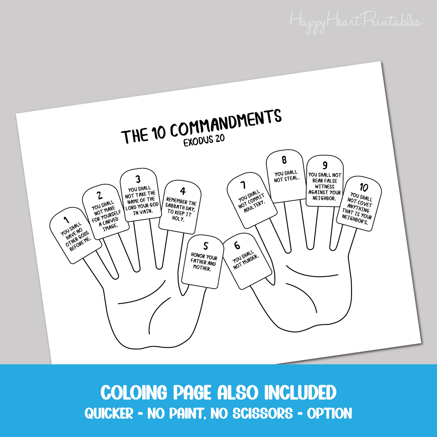 10 Commandments Printable Finger Puppets